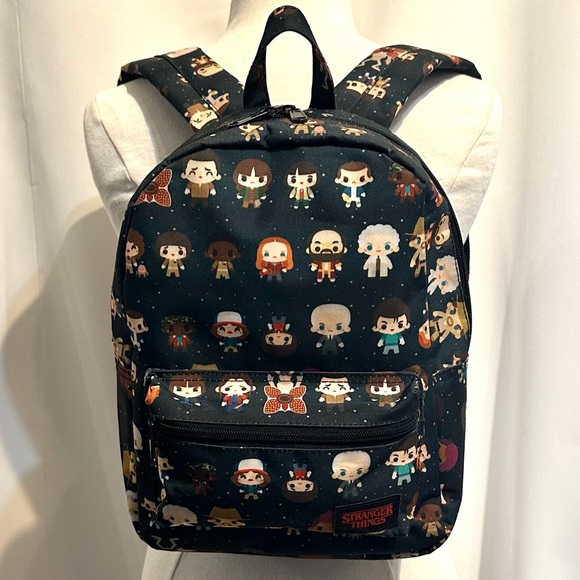 STRANGER THINGS by LOUNGEFLY CHIBI ALL-OVER PRINT FOREST MINI 13” BACKPACK - Picture 3 of 16